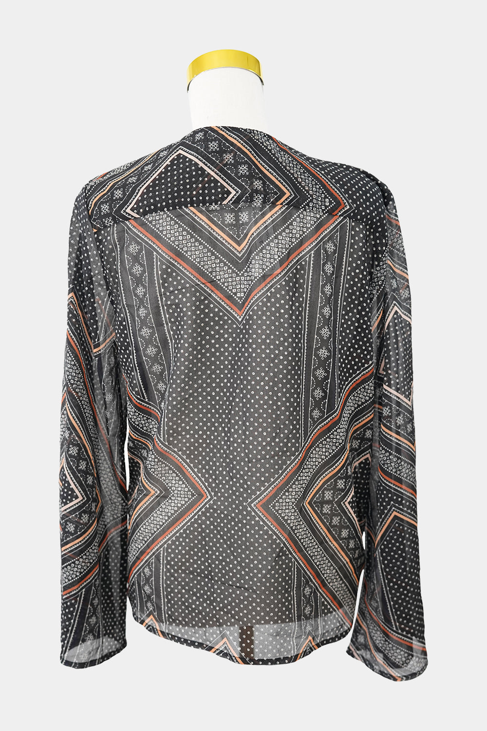 SPICYSUGAR Black Patterened Long Sleeve Wrap Blouse