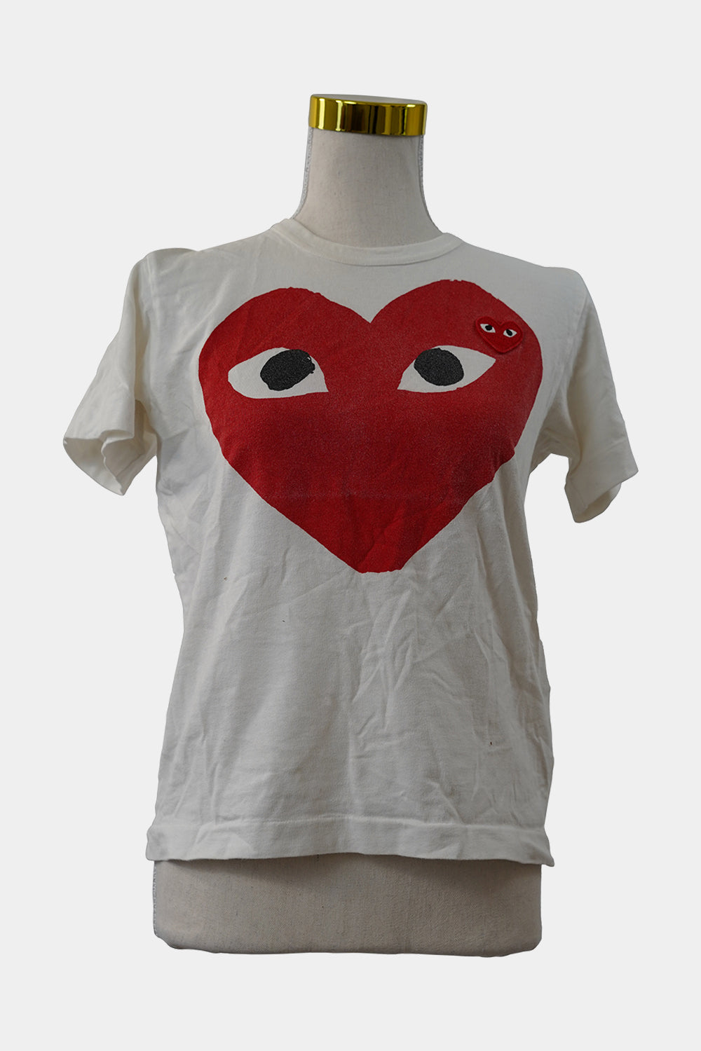Comme De Garcons Play White Double Heart Logo T-Shirt