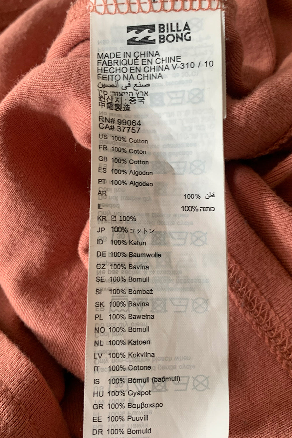 BILLABONG Orange Tshirt