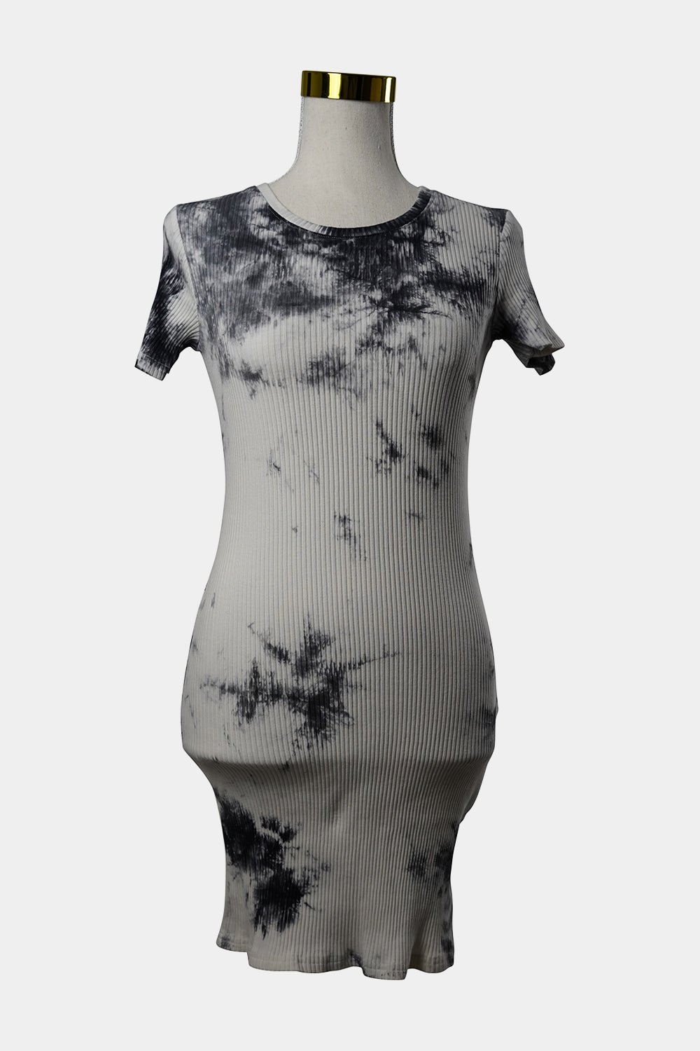 Princess Polly White, Smokey Grey Tie-Dye Ribbed T-Shirt Dress