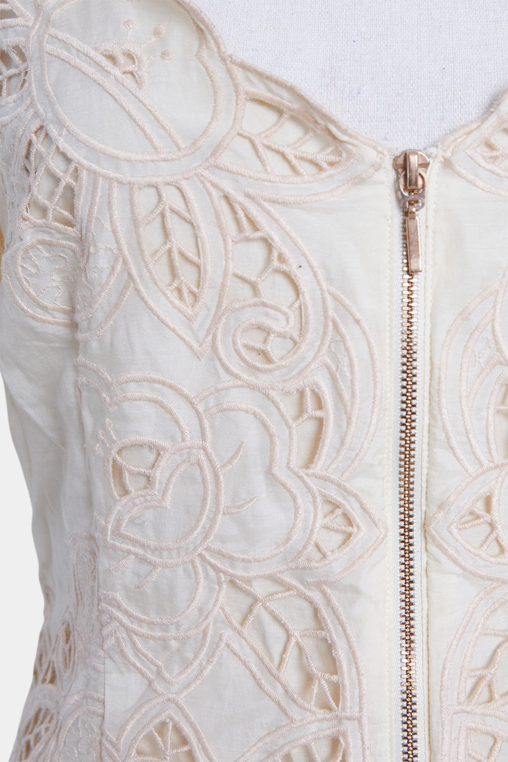 Alice Mccall Cream Embroiderie Anglaise Zip Up Shirt Dress