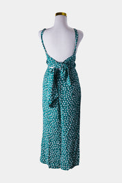 Faithfull The Brand Green Print Tie Back Jumpsuit