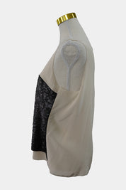 Country Road Beige and Black Sequined Silk Top