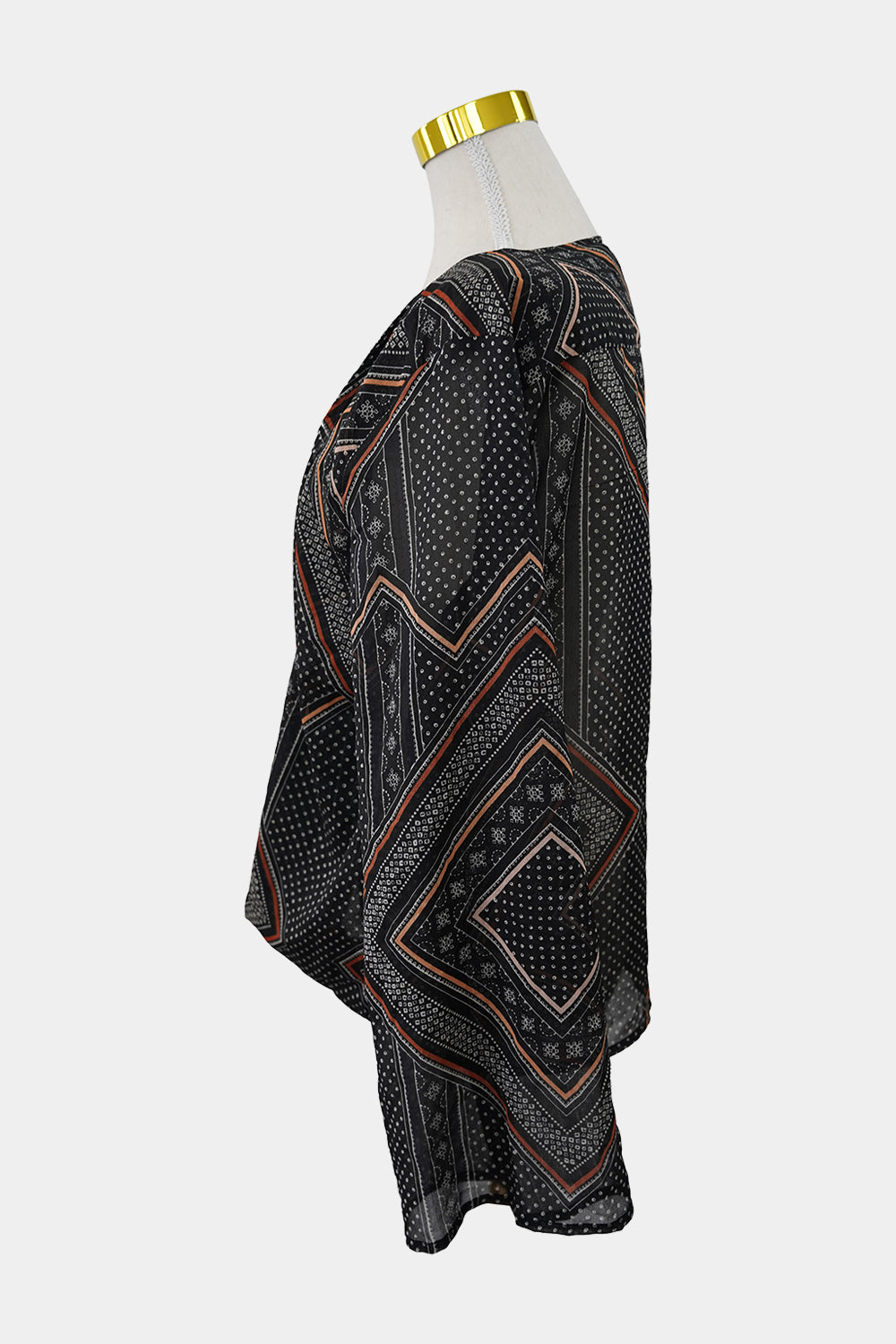 SPICYSUGAR Black Patterened Long Sleeve Wrap Blouse