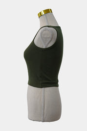 South St Green Ribbed Cropped Tank