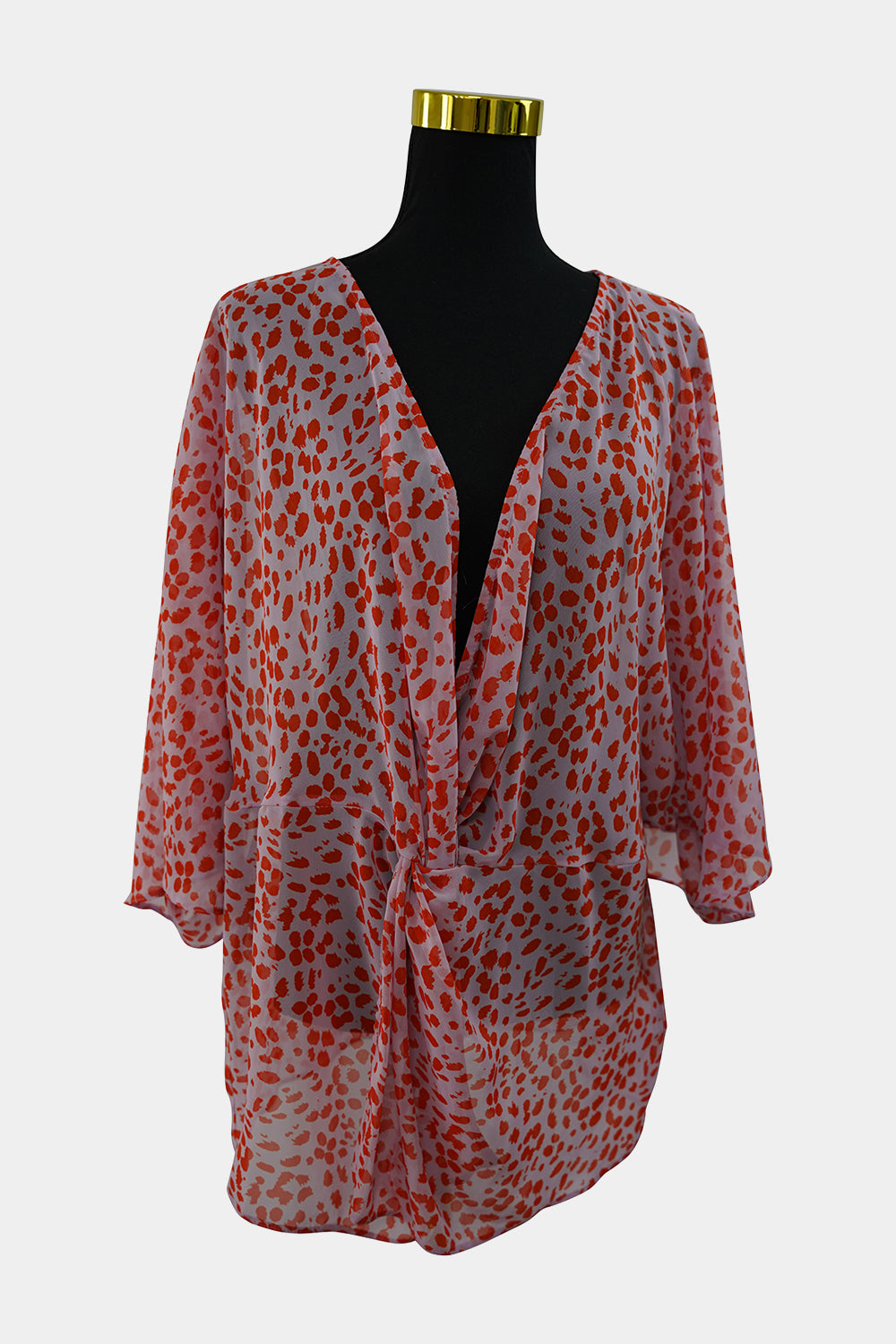 ASOS Pink Orange Sheer Wrap Blouse