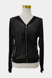 Jv Selection Black Mesh Zip Up Long Sleeve