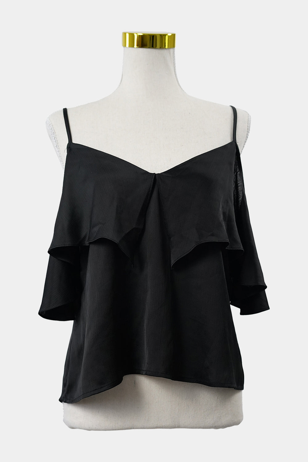PILGRIM Black Frilled Sleeve Cami Singlet