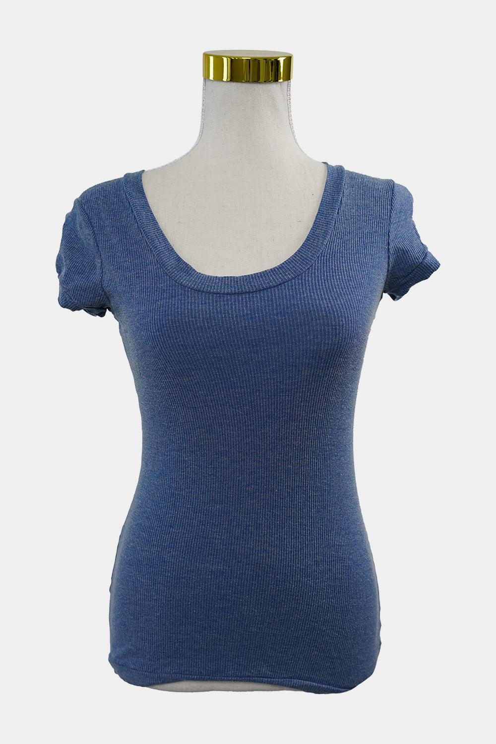 METALICUS Blue Ribbed Scoop T-Shirt