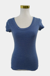 METALICUS Blue Ribbed Scoop T-Shirt
