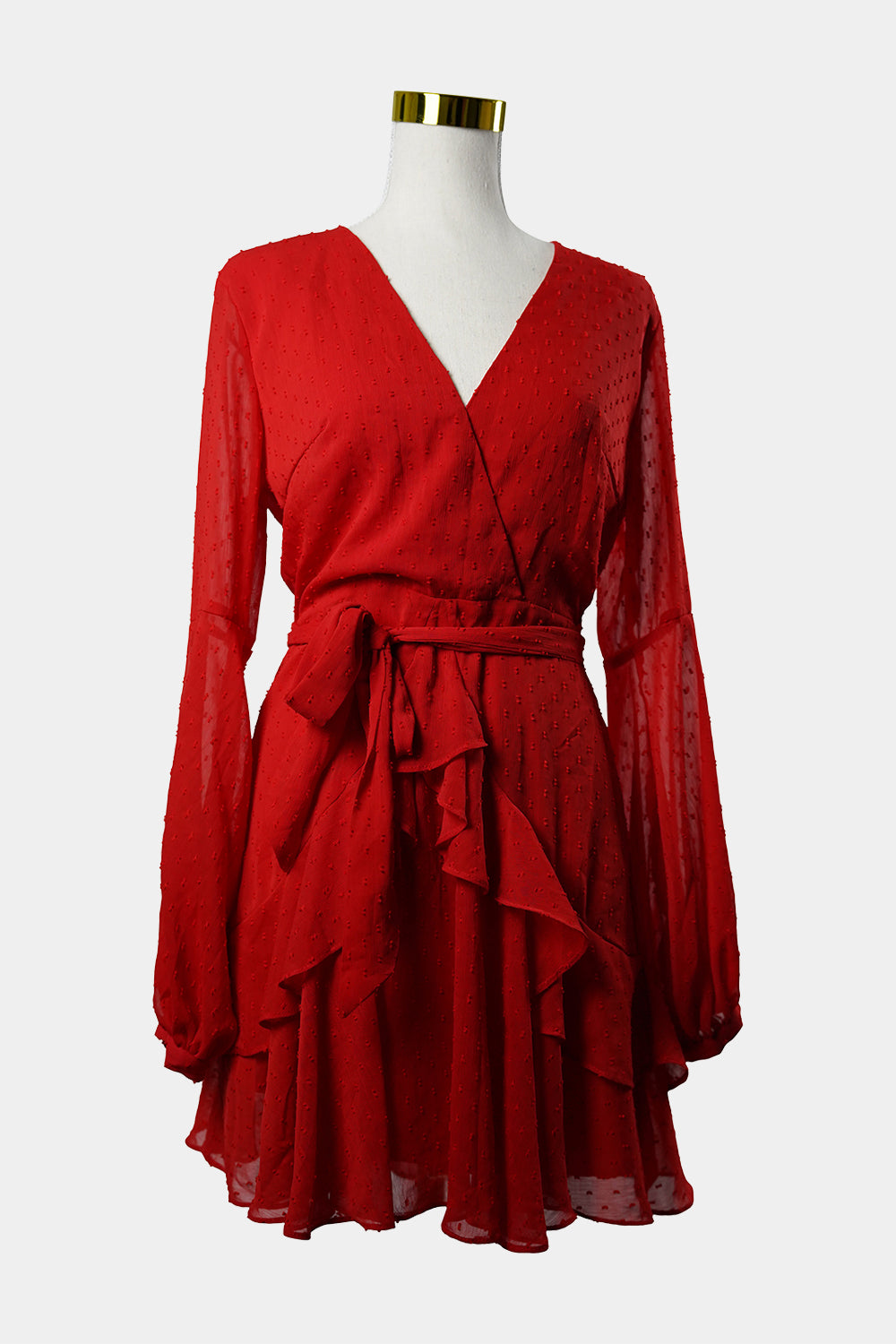 PILGRIM Red Long Bell Sleeve Mini Dress