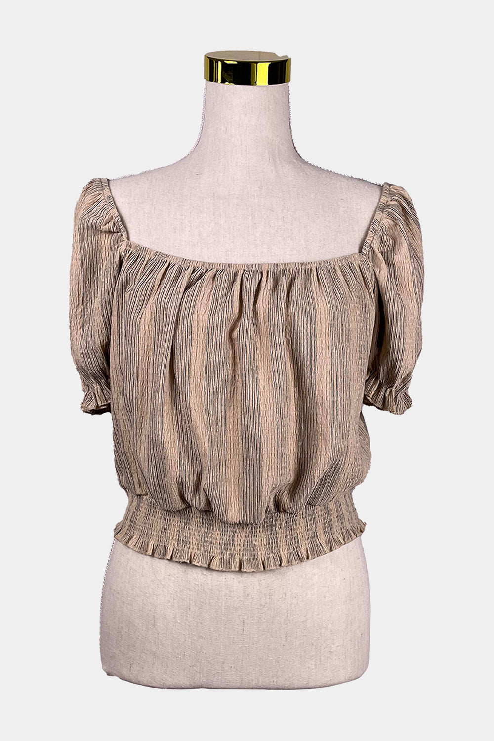H&M Beige Striped Elasticied Blouse