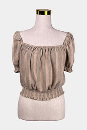 H&M Beige Striped Elasticied Blouse
