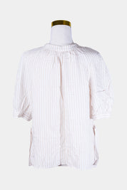 Elka Collective White, Beige Button Neck Stripe Blouse