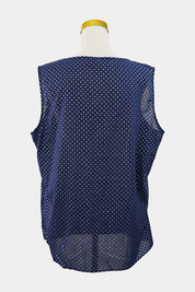 Liz Jordan Navy and Silver Teardrop Sleeveless Blouse