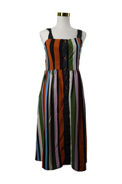 Assorted Brands Orange, Blue, White, Green, Purple, Black Multi Striped Midi Dress