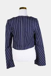 NICHOLAS Navy, White Striped Front Split Shirt
