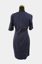 SABA Navy White Speckled Sheath Knit Dress