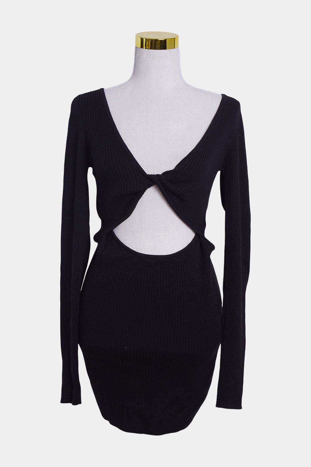 Bec + Bridge Black Twist Front Long Sleeve Knit Dress