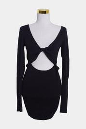 Bec + Bridge Black Twist Front Long Sleeve Knit Dress