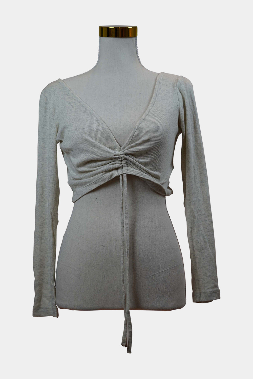 KOOKAI Grey Marle Ruched Long Sleeve Crop