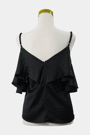 PILGRIM Black Frilled Sleeve Cami Singlet