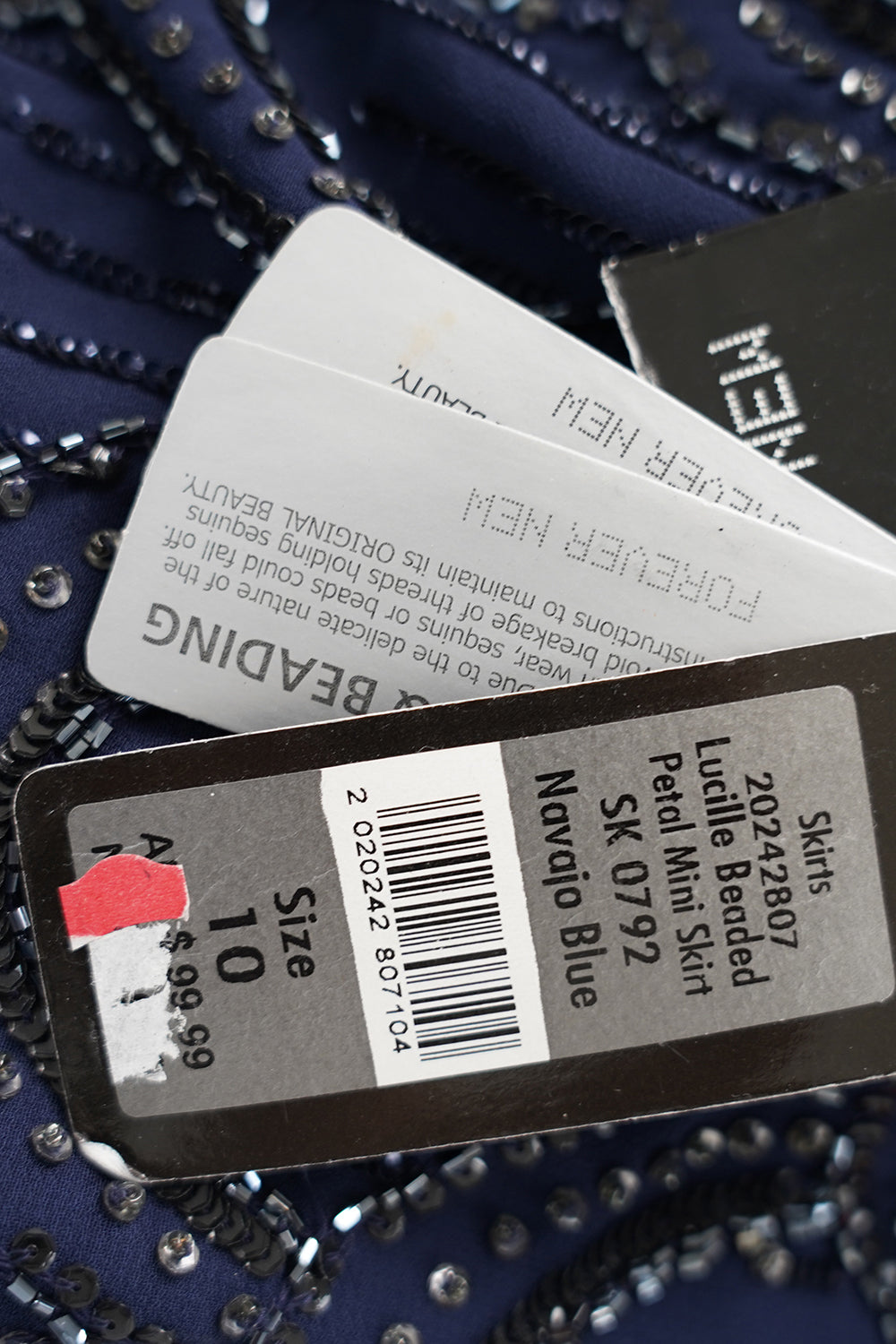 Forever New Navy Beaded Mini Skirt