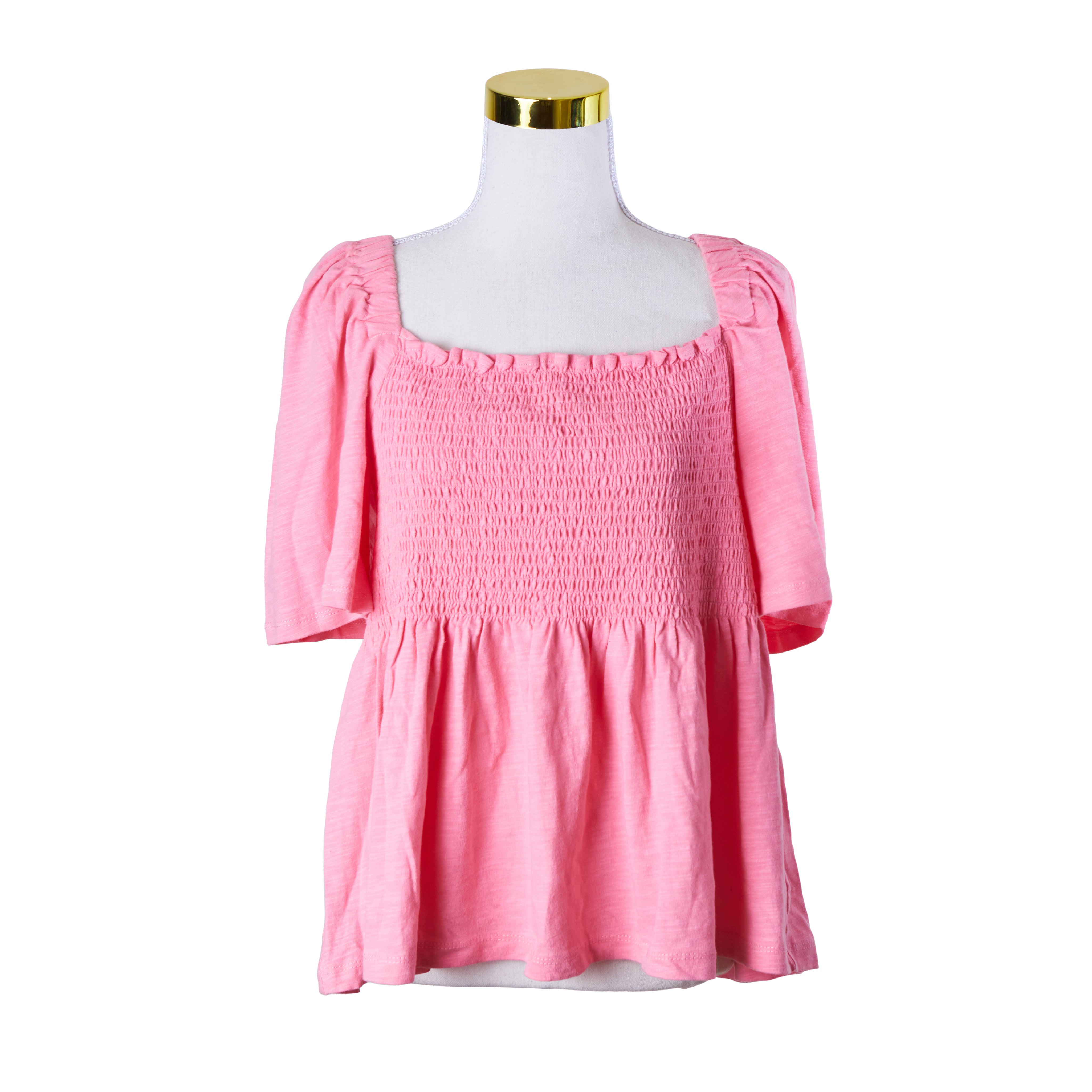 Indigo Tonic Pink Ruche Detail Peplum Top