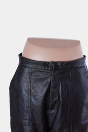 Princess Polly Black Faux Leather Pintuck Trouser