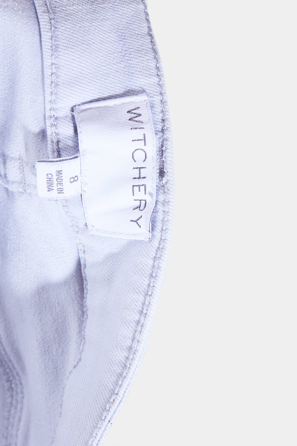 WITCHERY Light Grey Zip Detail Skinny Jeans