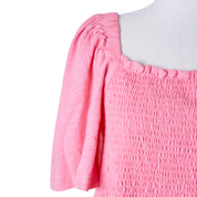 Indigo Tonic Pink Ruche Detail Peplum Top