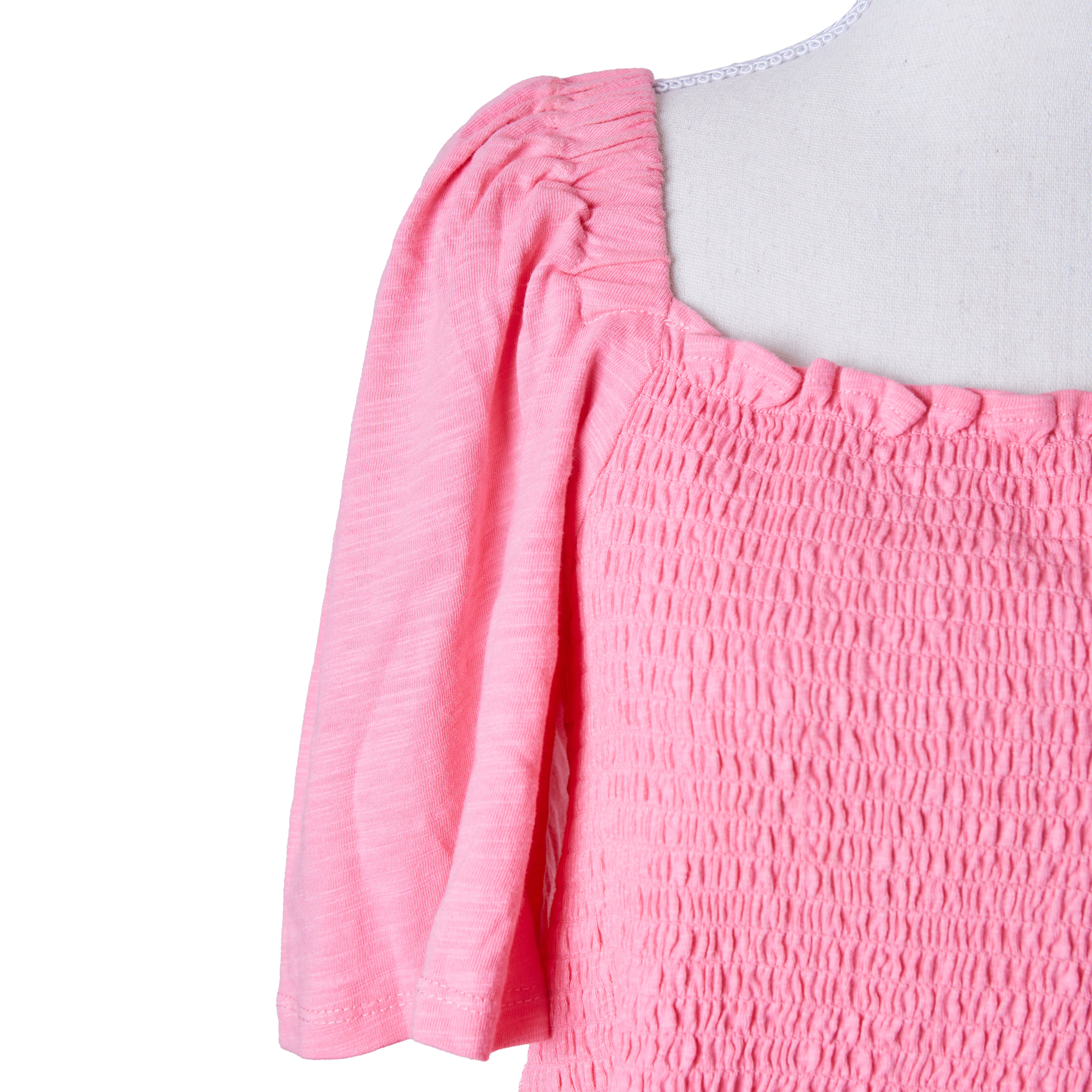 Indigo Tonic Pink Ruche Detail Peplum Top