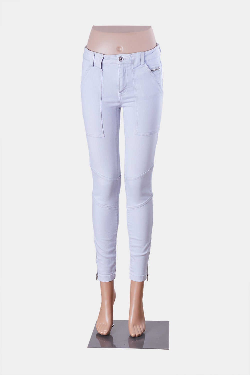 WITCHERY Light Grey Zip Detail Skinny Jeans