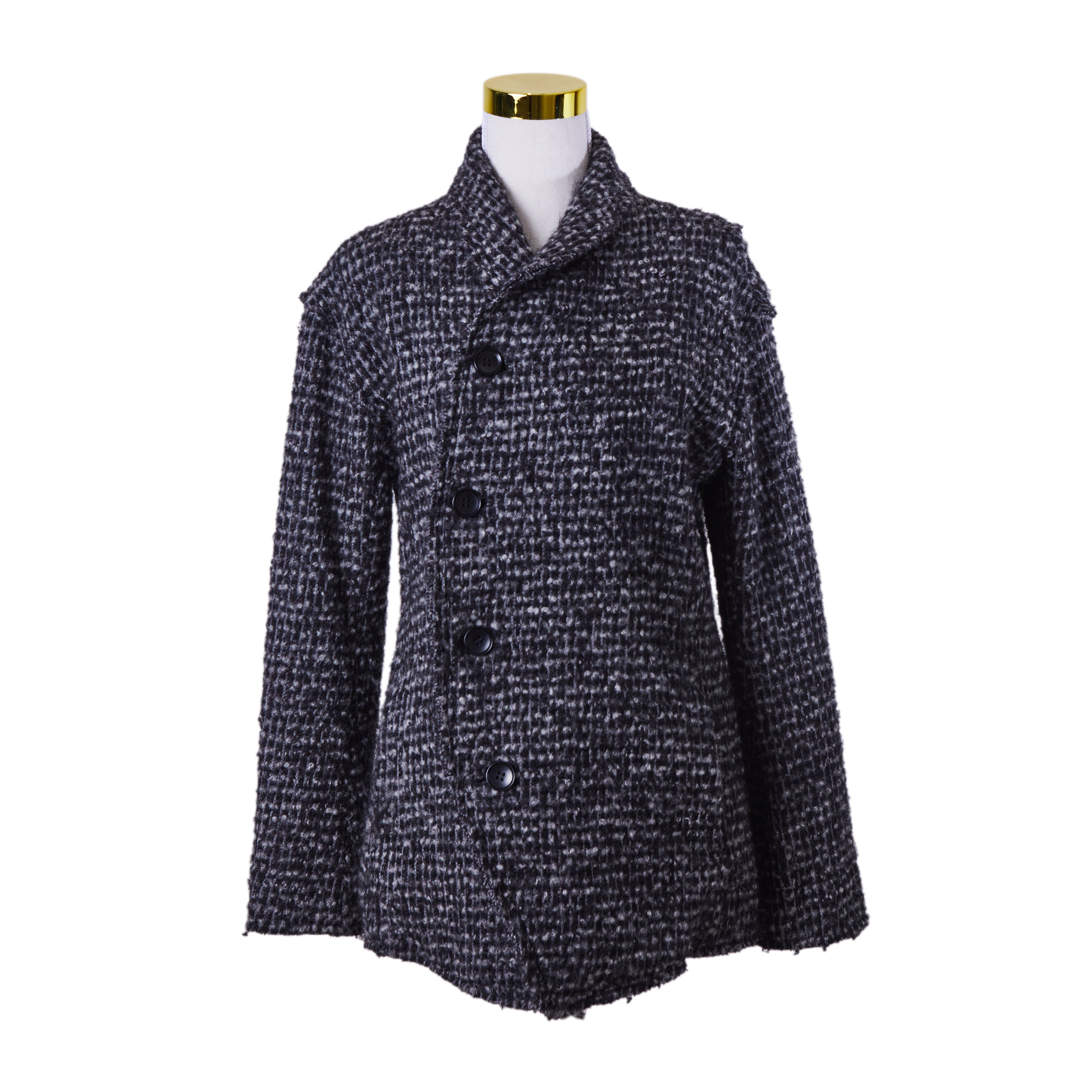 Pas De Calais Grey and Black Double Breasted Coat