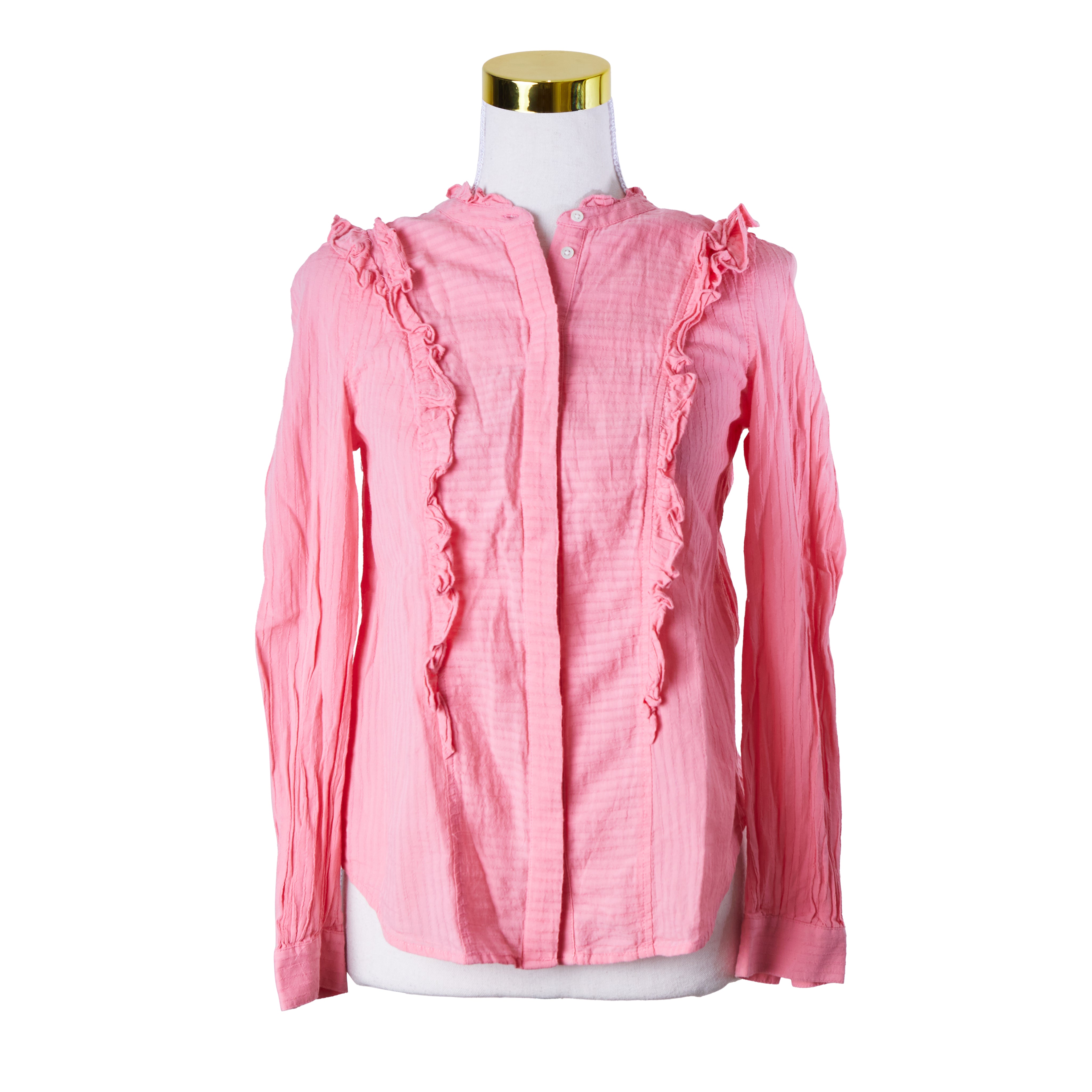 Country Road Pink High Neck Ruffle Blouse