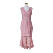Forever New Pink Broderie Anglaise V Neck Midi Dress