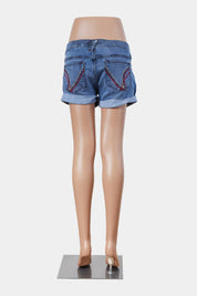 Baby Phat Blue Denim Shorts with Gold Button