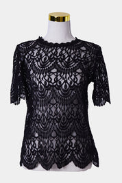 DECJUBA Black Lace High Neck Blouse