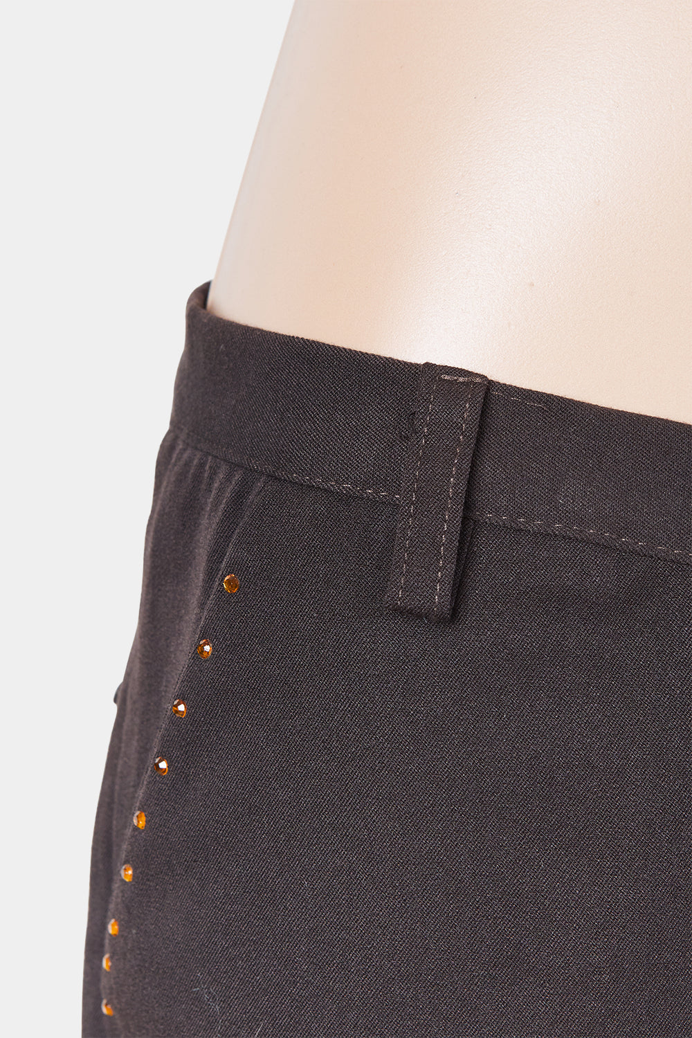 Assorted Brands Brown Diamante Embellished Low Rise Pants