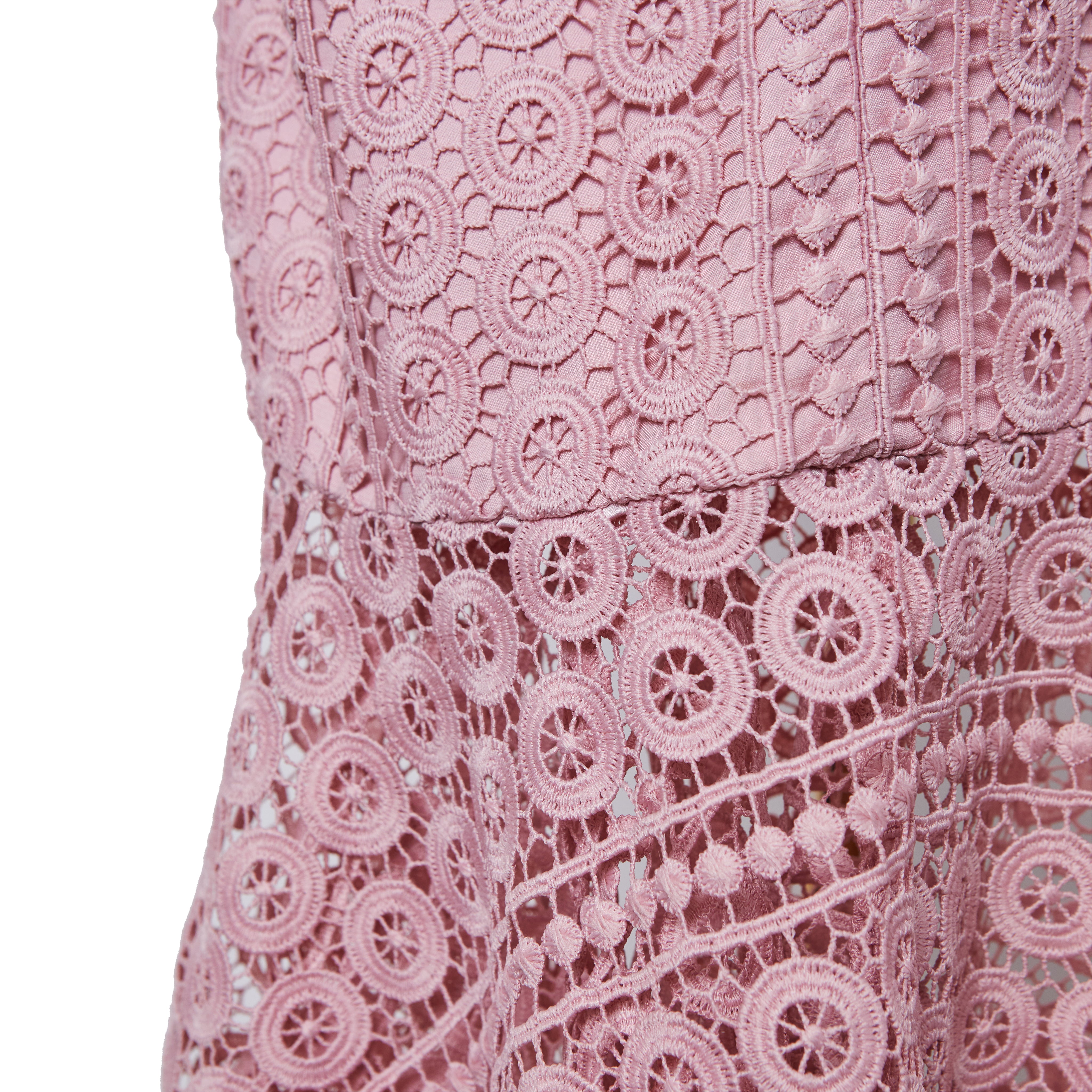 Forever New Pink Broderie Anglaise V Neck Midi Dress