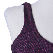 KOOKAI Purple and Black Sparkle One Shoulder Crop Top