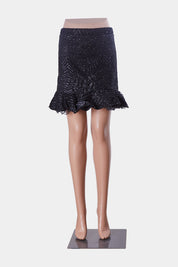 Morning Mist Black Glitter Detail High Waisted Frill Skirt