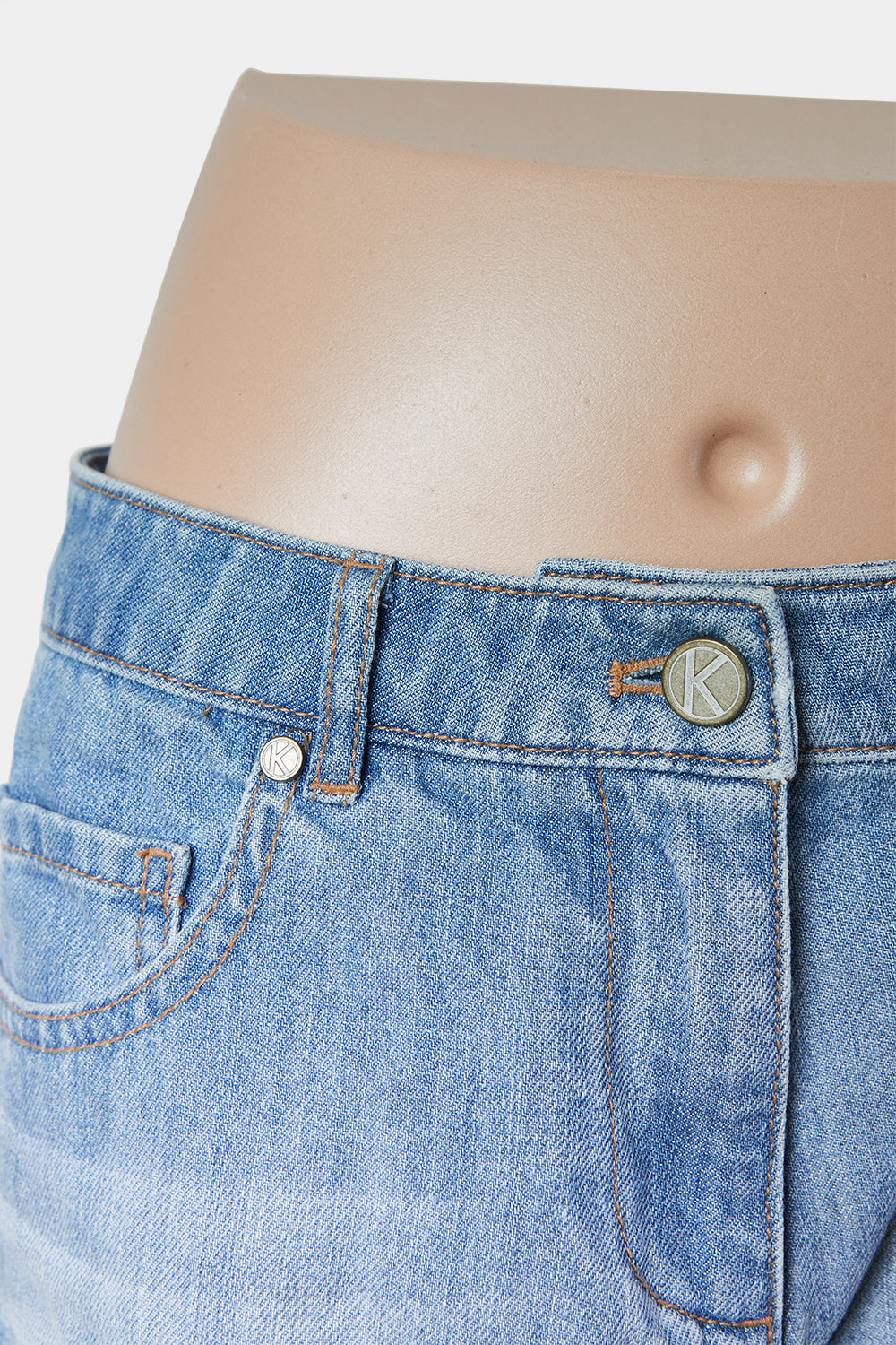 KOOKAI Faded Blue Frayed Denim Shorts