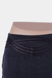 Forever New Black Satin Trim Detail High Waist Flippy Skirt