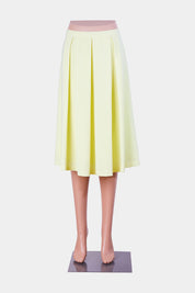 Forever New Fluoro Yellow Box Pleat MIdi Skirt