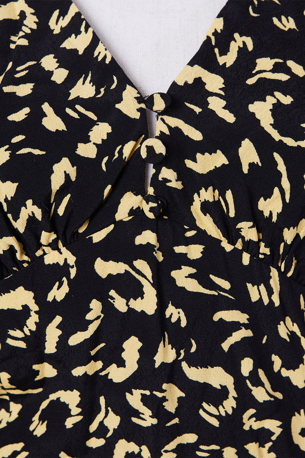 KOOKAI Black and Yellow Print Long Sleeve Dress