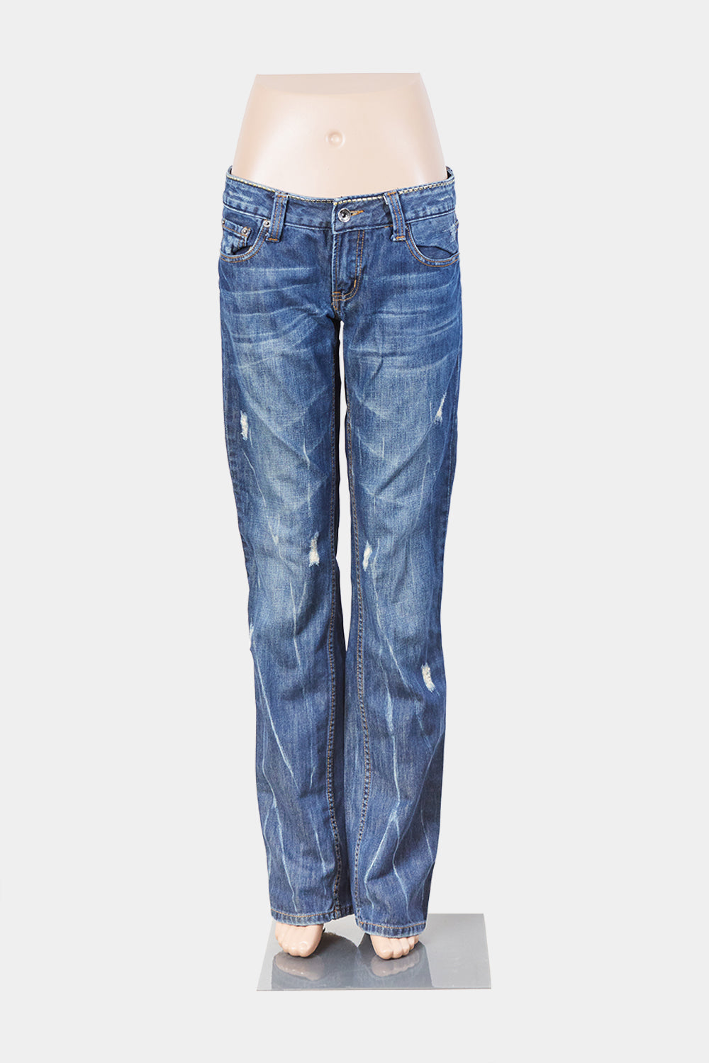Cherry Diffusion Blue Low Rise Distressed Jeans