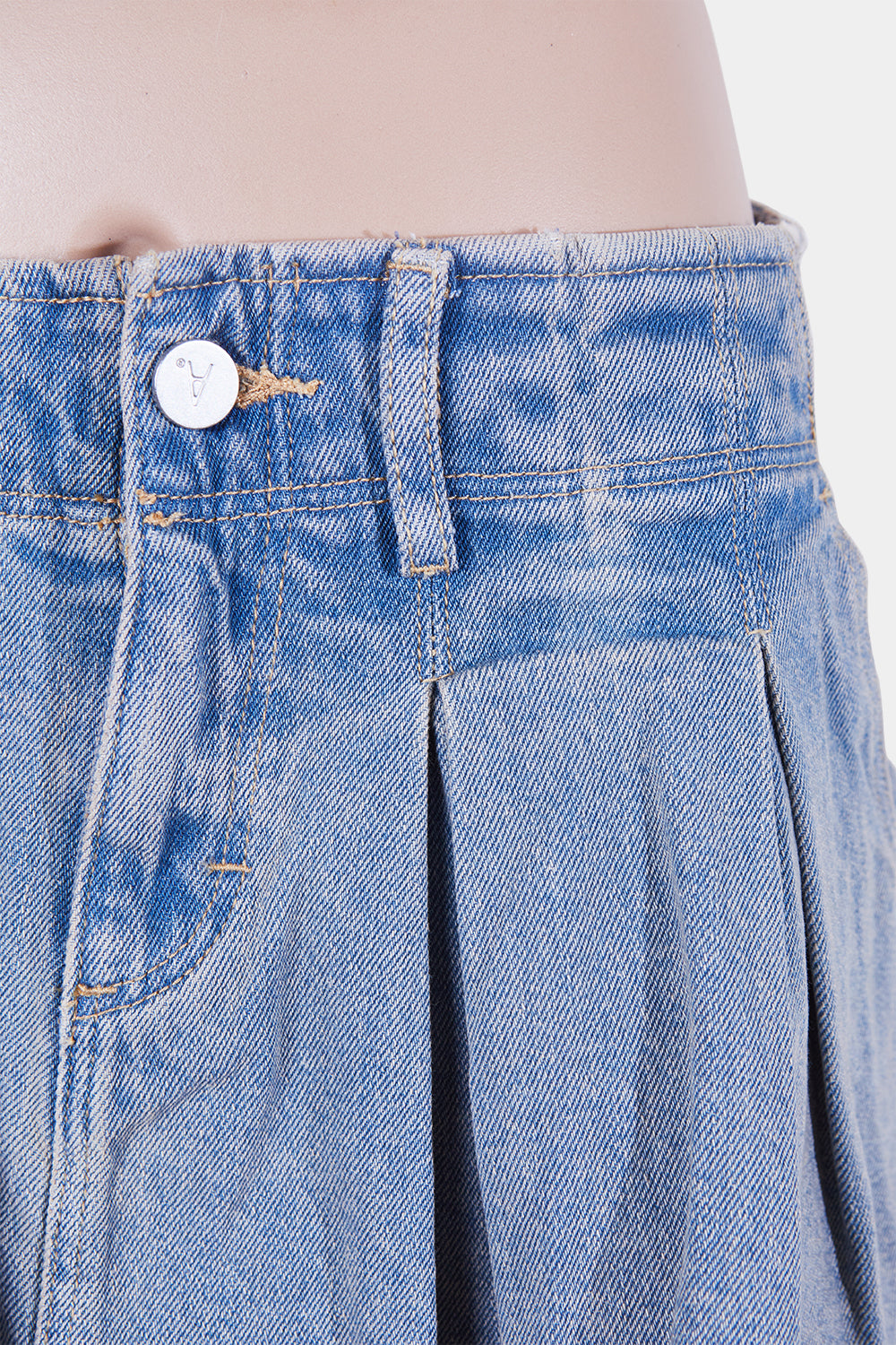 Abrand Jeans Blue Pleated Denim Mini Skirt