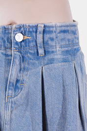 Abrand Jeans Blue Pleated Denim Mini Skirt