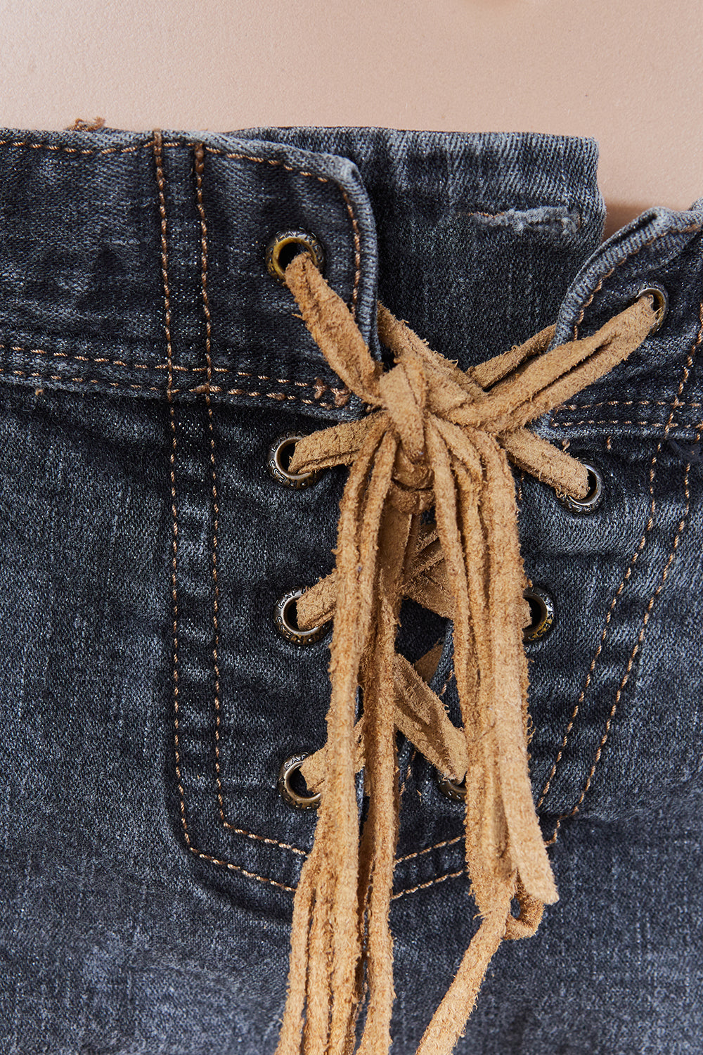 EXPRESS Black Lace Up Black Denim Shorts